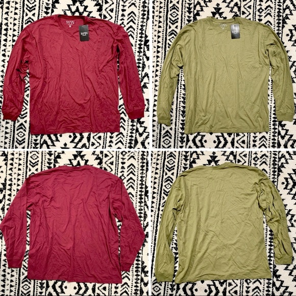 Oversized Long Sleeve Crew Neck Shirt Set - Picture 1 of 14